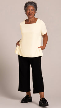 Soft Square Neck Top, Short Sleeves