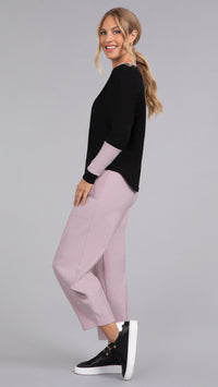 Bamboo Fleece Colour Block Cinch Top, Long Sleeve