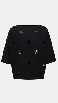 Joseph Ribkoff Brushed Viscose And Nylon Boxy Embroidered Sweater