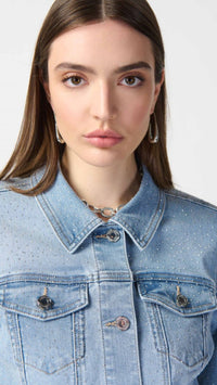 Fitted Denim Jacket With All Over  Rhinestones