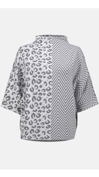 Joseph Ribkoff Jacquard Knit Mixed Print Boxy Sweater