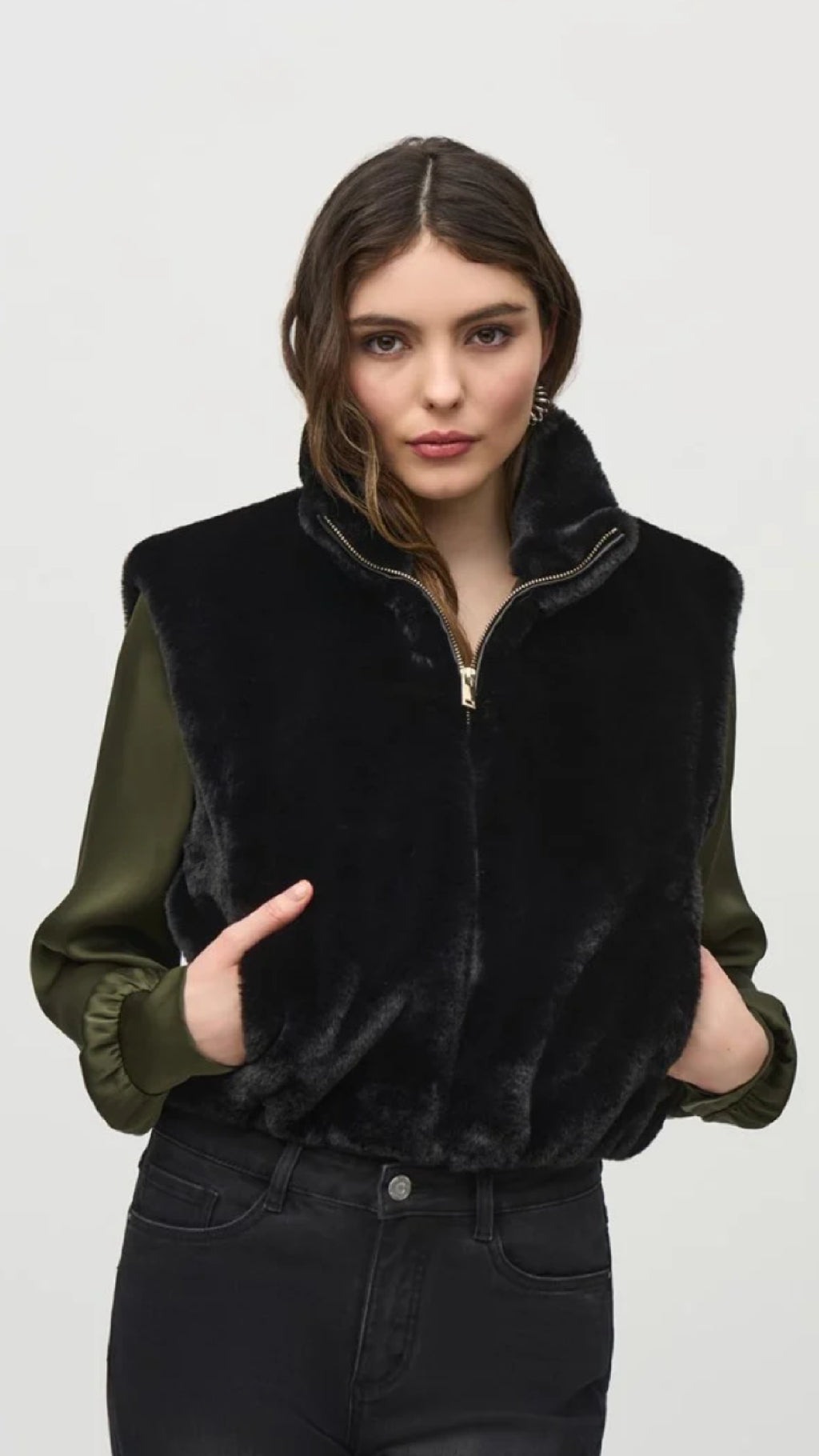 Joseph Ribkoff Faux Fur Sleeveless Cropped Vest (Sale)