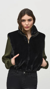 Joseph Ribkoff Faux Fur Sleeveless Cropped Vest (Sale)