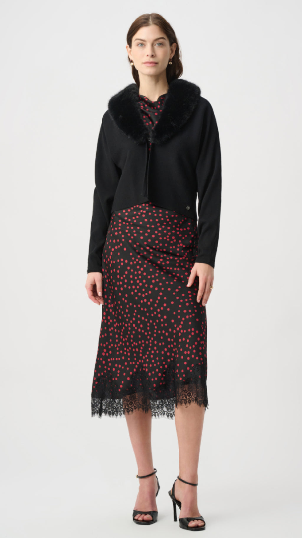 Joseph Ribkoff Removable Faux Fur Collar Cover-Up