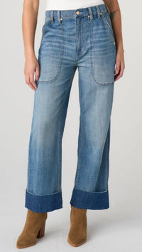 High Rise Relaxed Straight W/Utility Pockets-Dusk Breeze