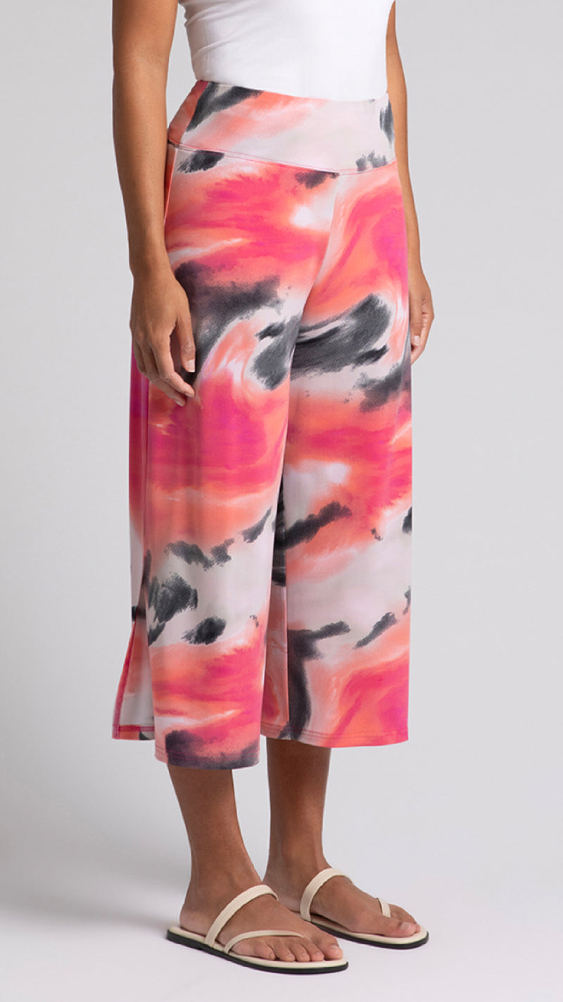 Side Slit Wide Capri-Watery Reflections (Sale)