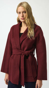 Joseph Ribkoff Wool Blend Belted Coat with Shawl Collar