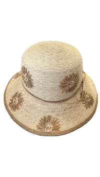 CHRIS CHOI Hat With Floral Embroidery and beads