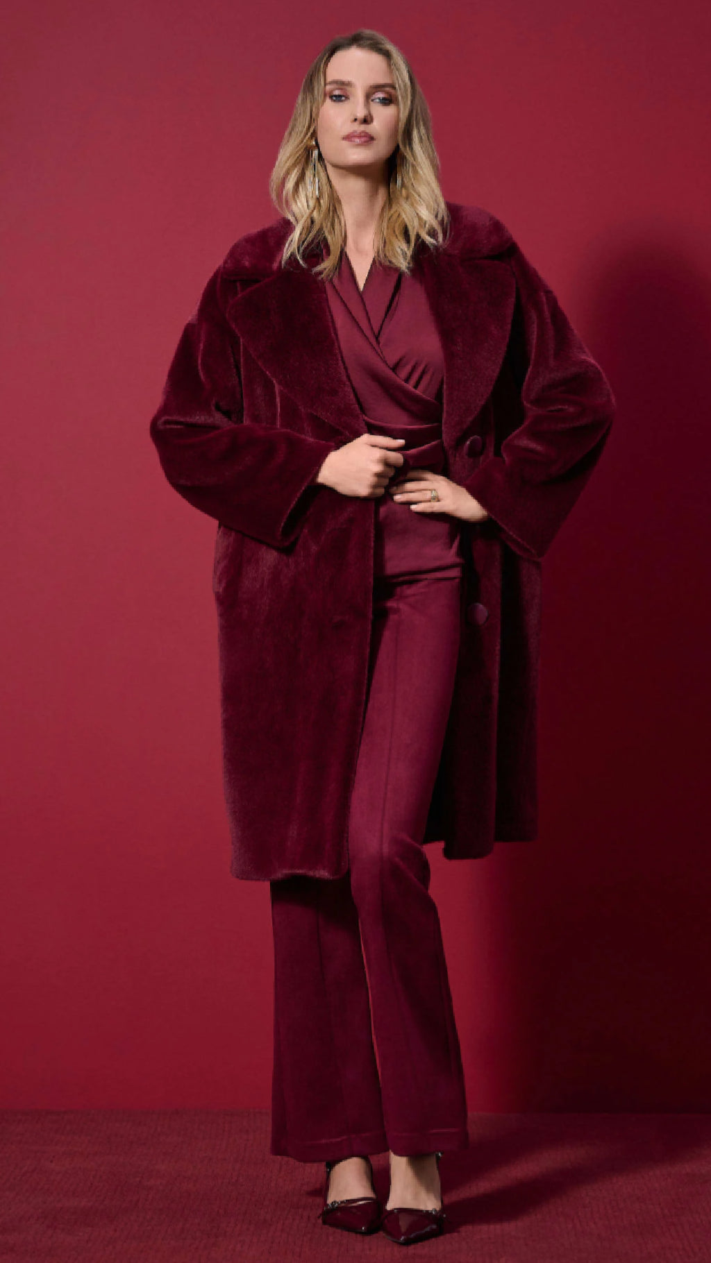 Joseph Ribkoff Faux Fur Straight Coat (selected colours on sale)