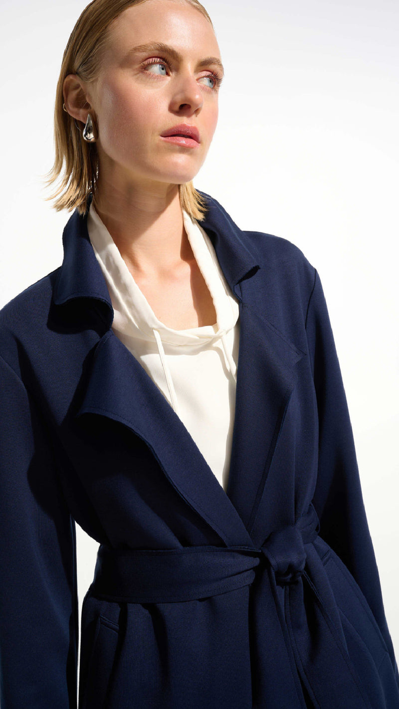 Joseph Ribkoff Scuba Jersey Straight  Coat with Sash (New Spring)