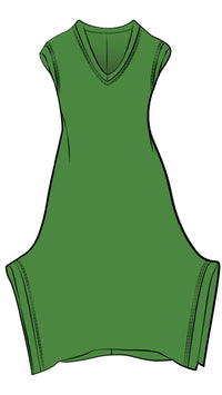 Splice V-Neck Dress, Cap Sleeve