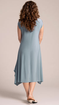 Splice V-Neck Dress, Cap Sleeve
