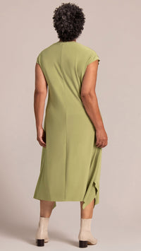 Splice V-Neck Dress, Cap Sleeve