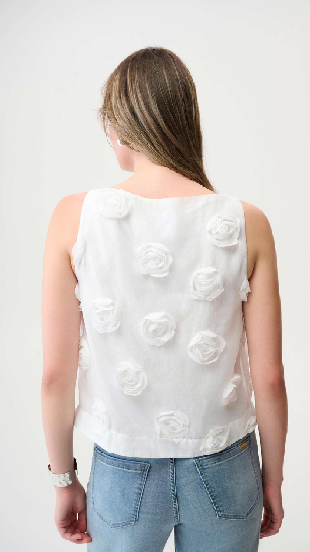 Joseph Ribkoff-Novelty SleevelessTop With 3D Floral Embroidery