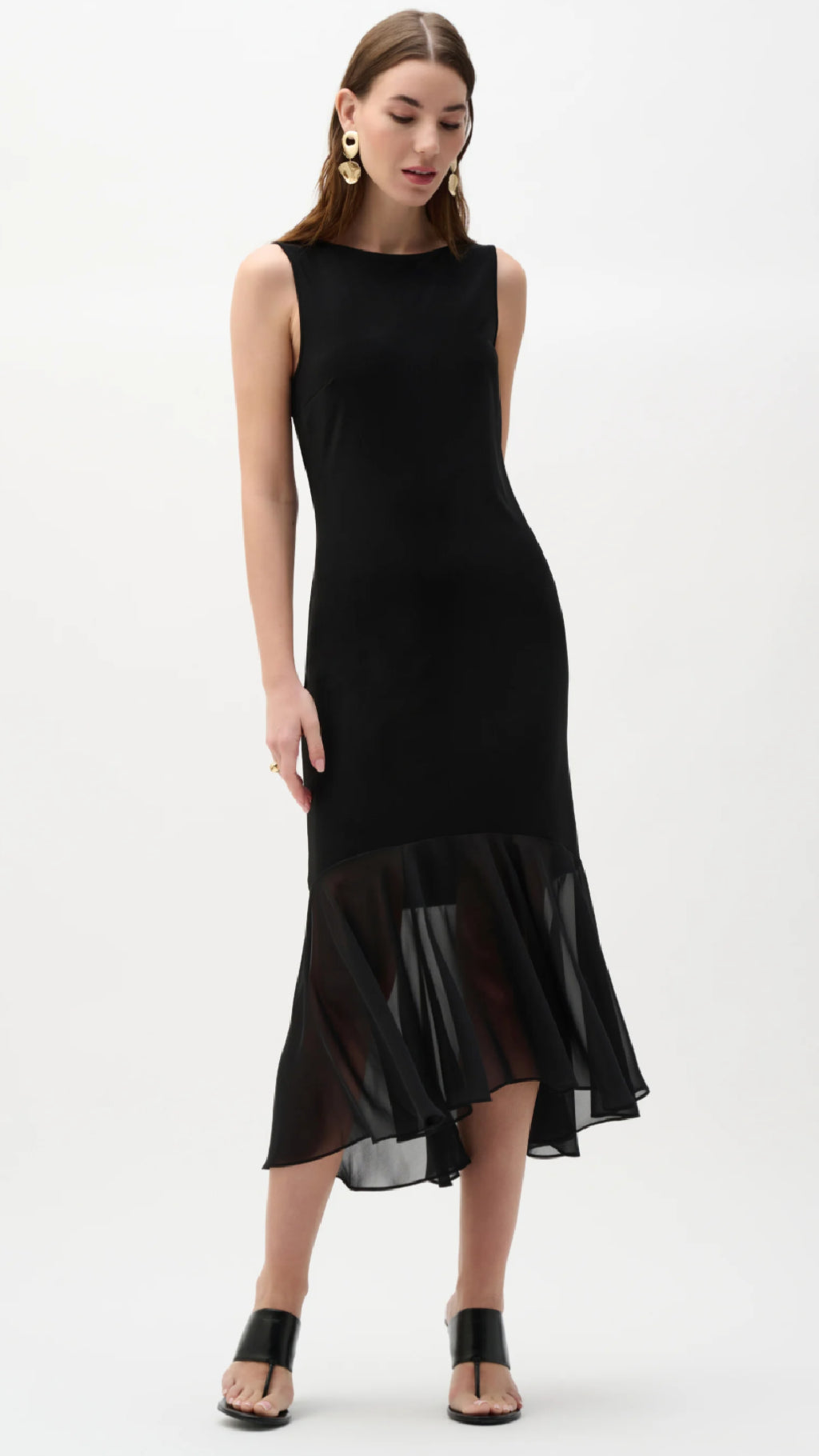 Joseph Ribkoff Silky Knit And Chiffon Flounce Dress