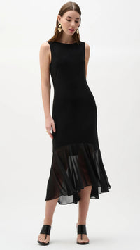Joseph Ribkoff Silky Knit And Chiffon Flounce Dress