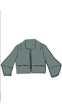 Cropped Lantern Jacket W/Zip Front (selected color on sale)