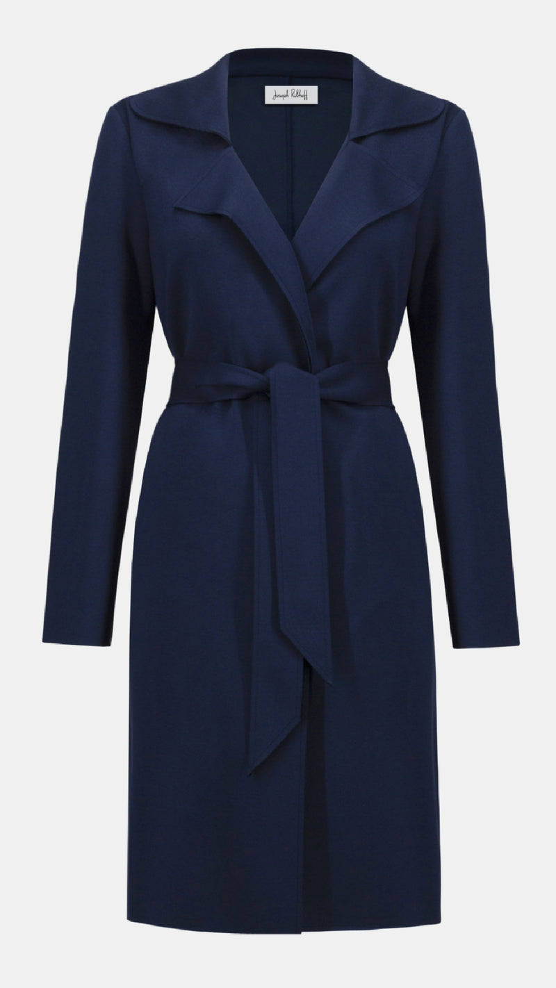 Joseph Ribkoff Scuba Jersey Straight  Coat with Sash (New Spring)