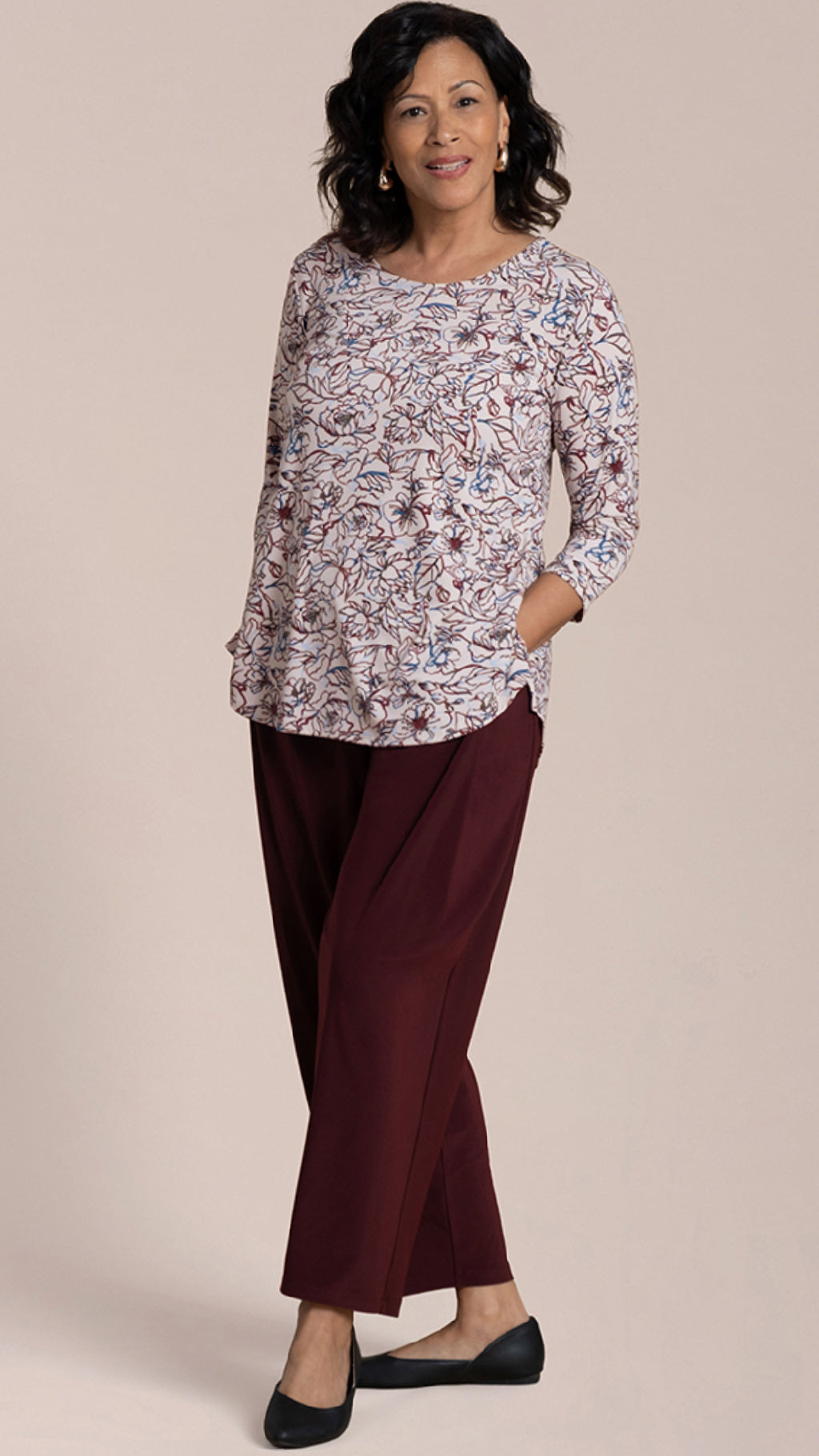 Go to Classic T Relax, 3/4 Sleeves-Print Painted Blooms
