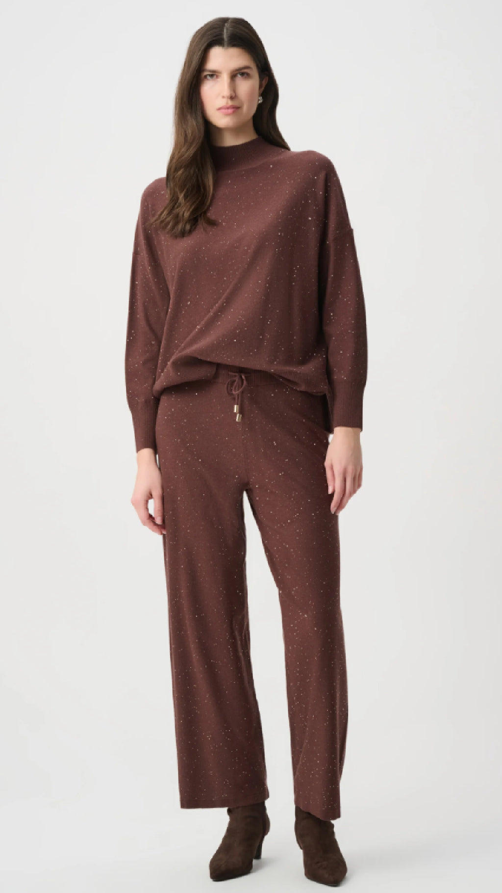 Joseph Ribkoff Sequin Mock-Neck Sweater and Drawstring Culottes