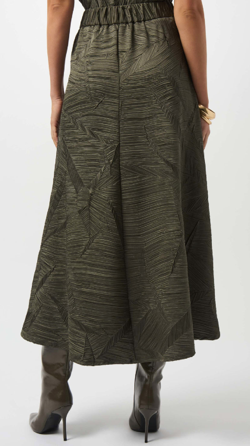 Joseph Ribkoff Pleated Satin Long Flared Skirt