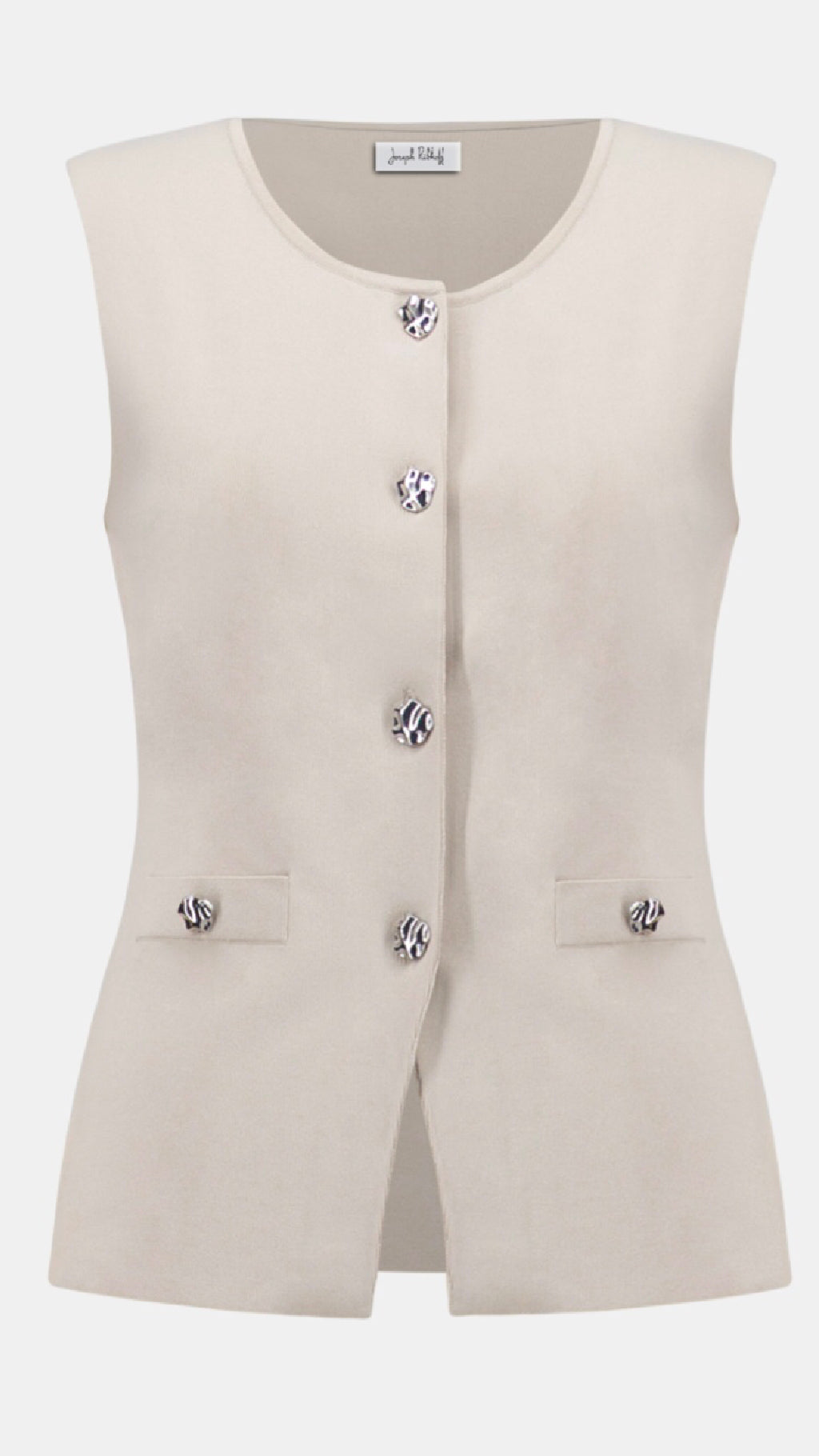 Joseph Ribkoff Viscose Blend Vest with Faux Welt Pockets, Culotte Pants