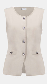Joseph Ribkoff Viscose Blend Vest with Faux Welt Pockets, Culotte Pants