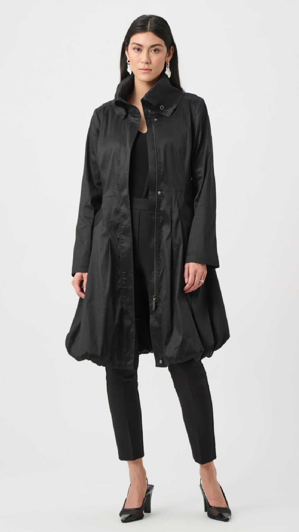 Joseph Ribkoff Stretch Taffeta Belted Fit & Flare Balloon Coat