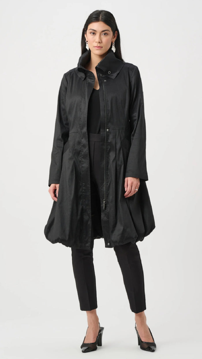 Joseph Ribkoff Stretch Taffeta Belted Fit & Flare Balloon Coat