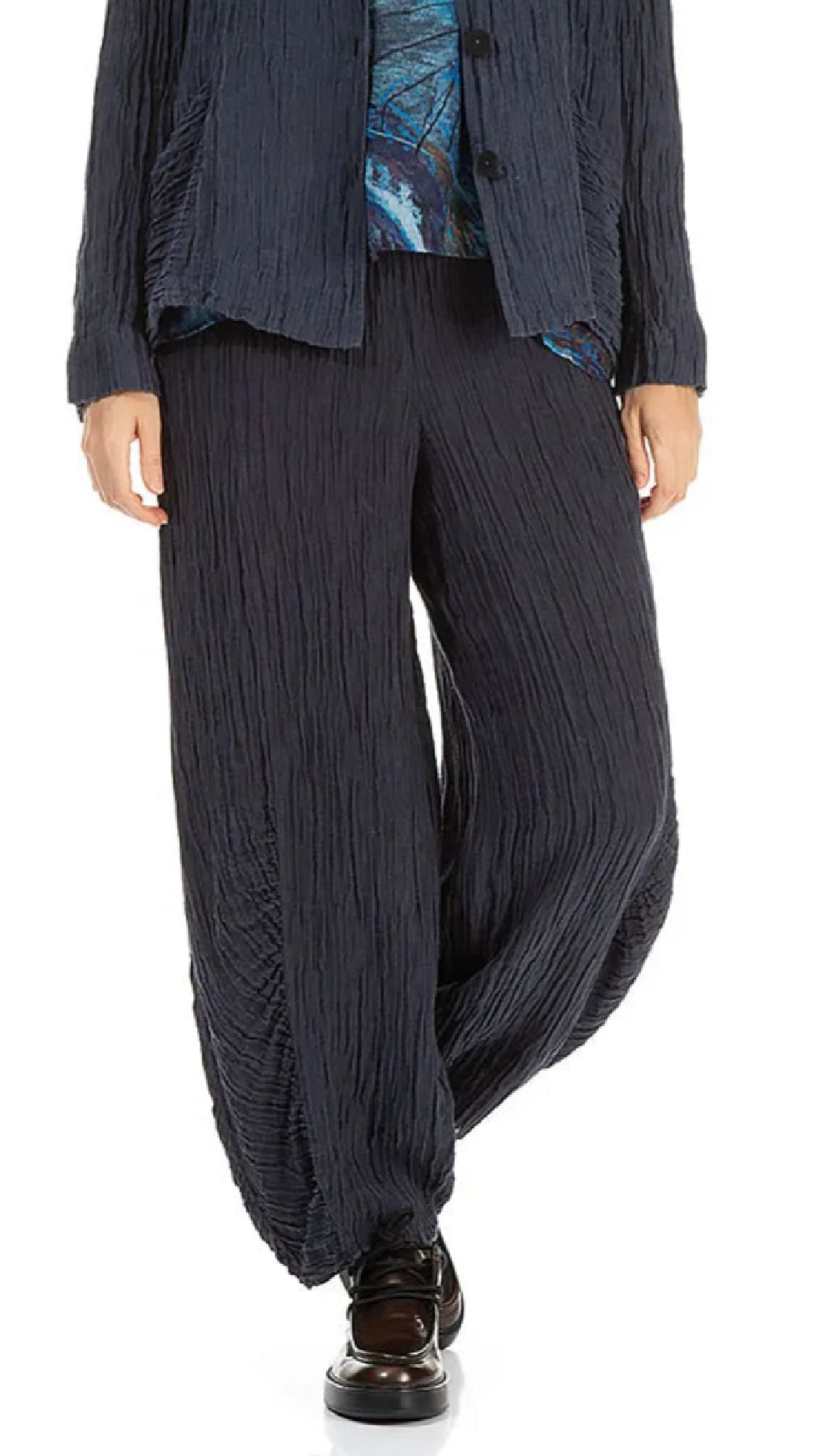 Flared Crinkle Linen, Cotton Tunic and Lantern Pant