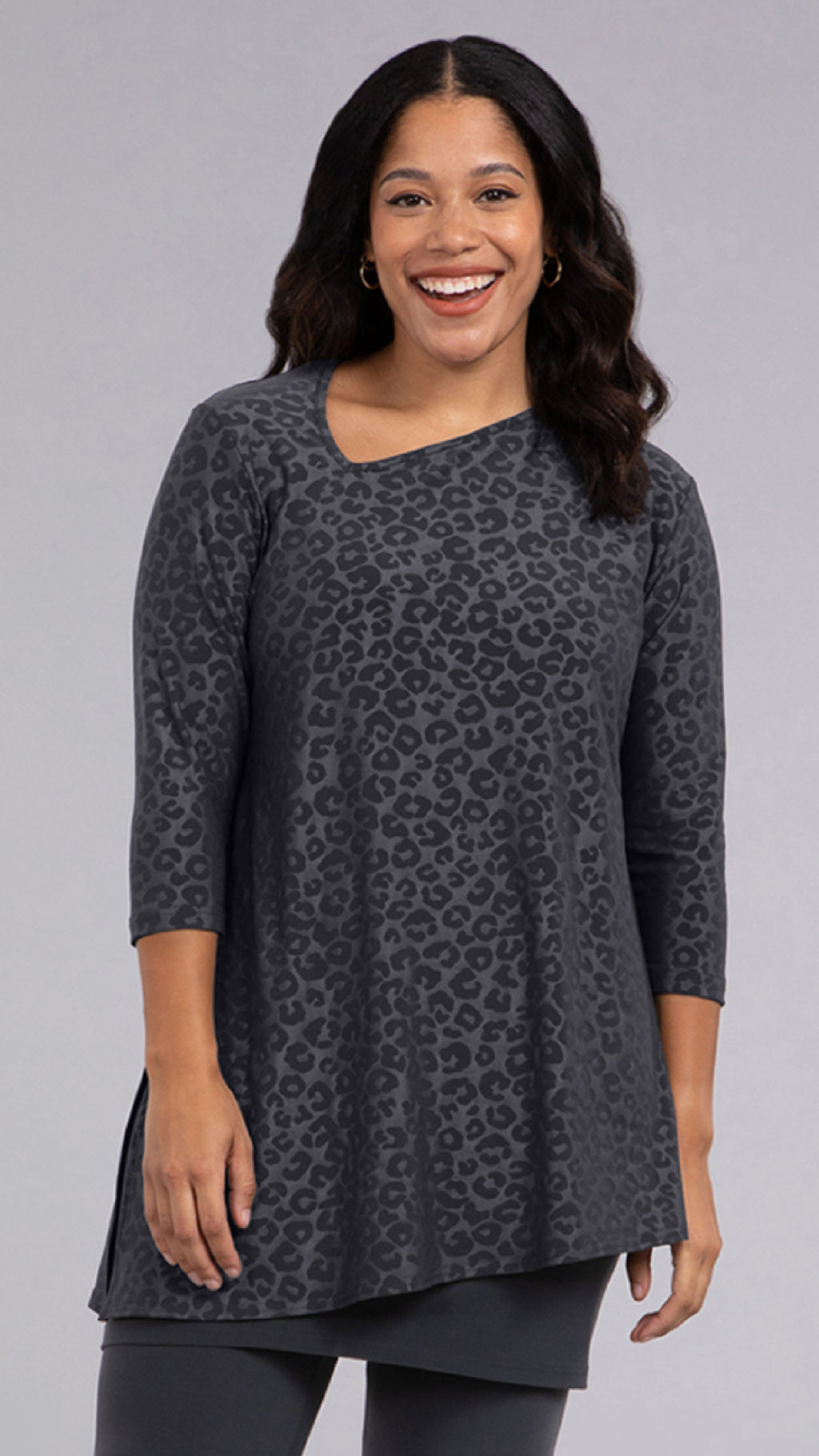 Angle Tunic, 3/4 Sleeve- Animal Embossed (Sale)