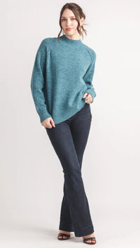 Papillon Heathered Mock Neck Step Hem Sweater