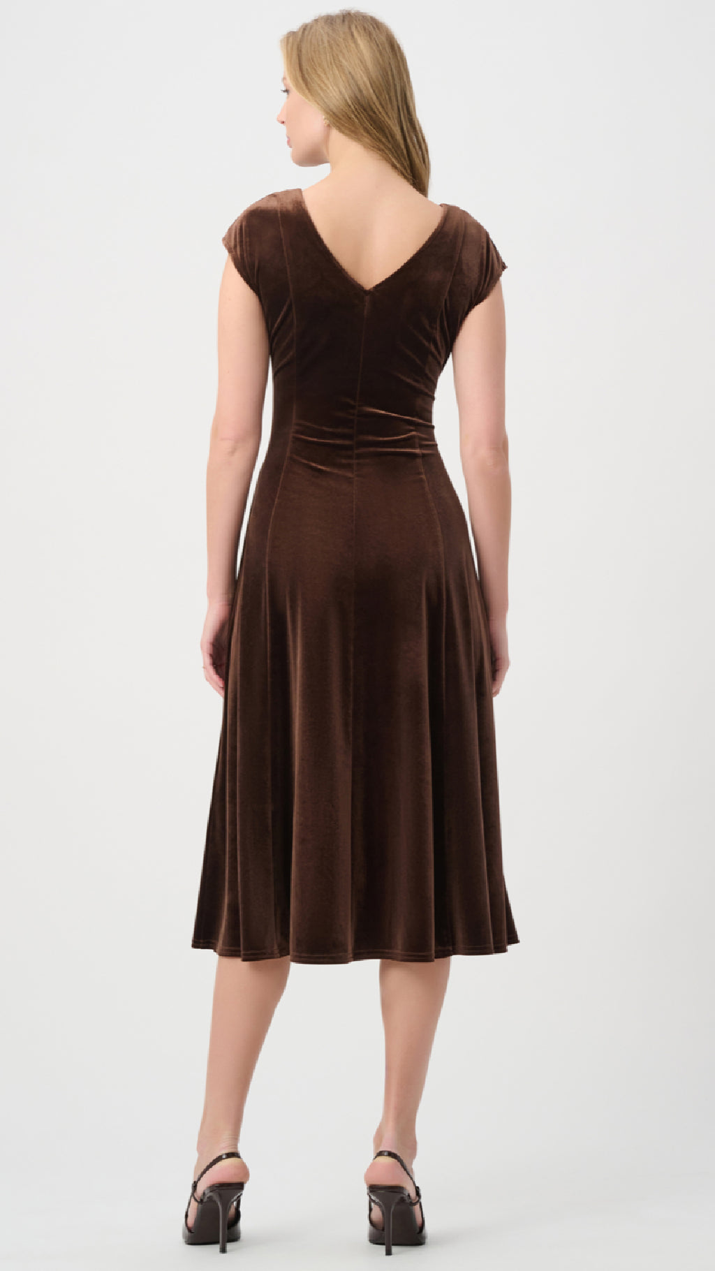 Joseph Ribkoff Velvet Fit & Flare Belted Dress