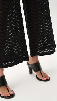 Joseph Ribkoff Viscose Jacquard Knit Chevron Stitch Relaxed Tunic Top and Culotte Pants