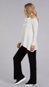 Angle Cowl Neck Waffle Sweater, Long Sleeve (Sale)