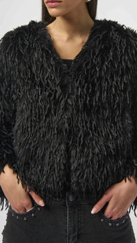 Joseph Ribkoff Faux Fur Collarless Boxy Jacket