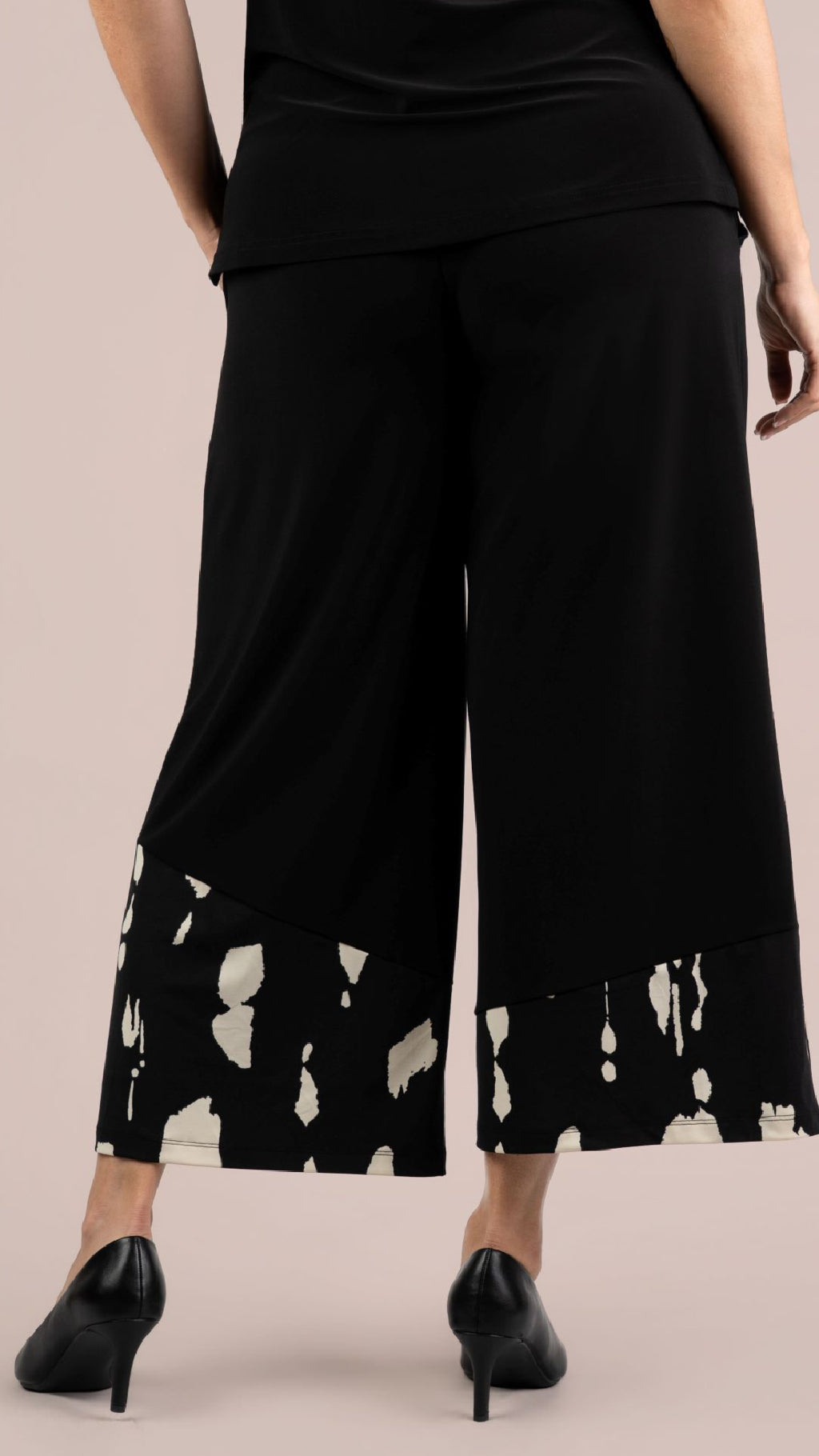 Wide Leg Crop, Block Print-Cashew Splatter