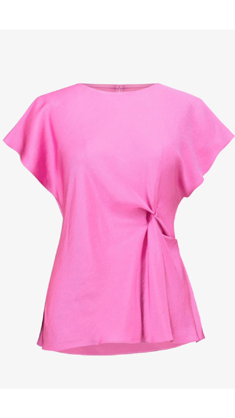 Joseph Ribkoff Recycled Satin Fitted Top with Front Twist Detail (New Spring)