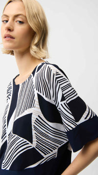 Joseph Ribkoff Silky Knit Geometric Print Asymmetrical Cocoon Top or Pull On Pants.