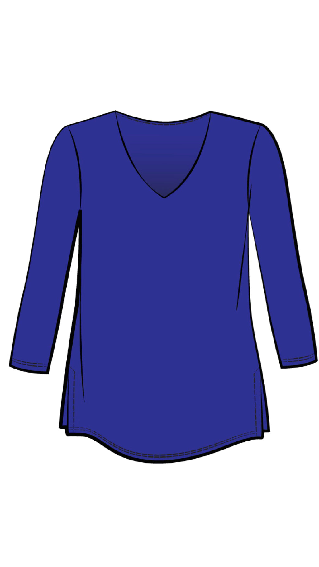 Go To Soft V-Neck Top, 3/4 Sleeves