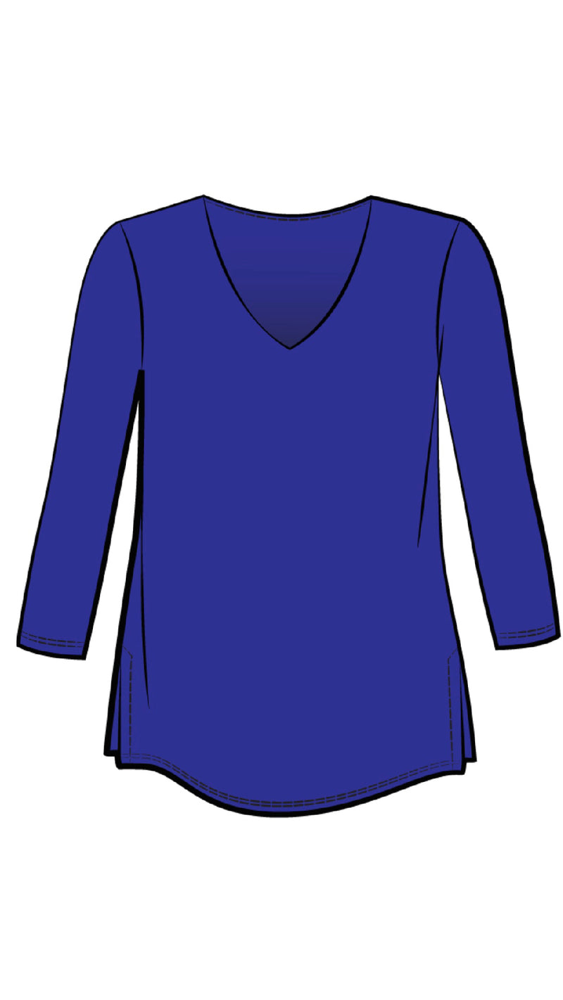 Go To Soft V-Neck Top, 3/4 Sleeves