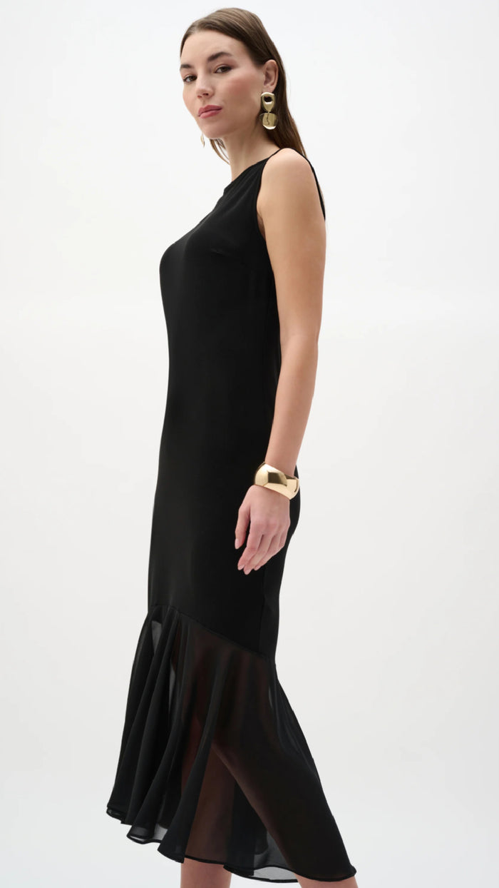 Joseph Ribkoff Silky Knit And Chiffon Flounce Dress