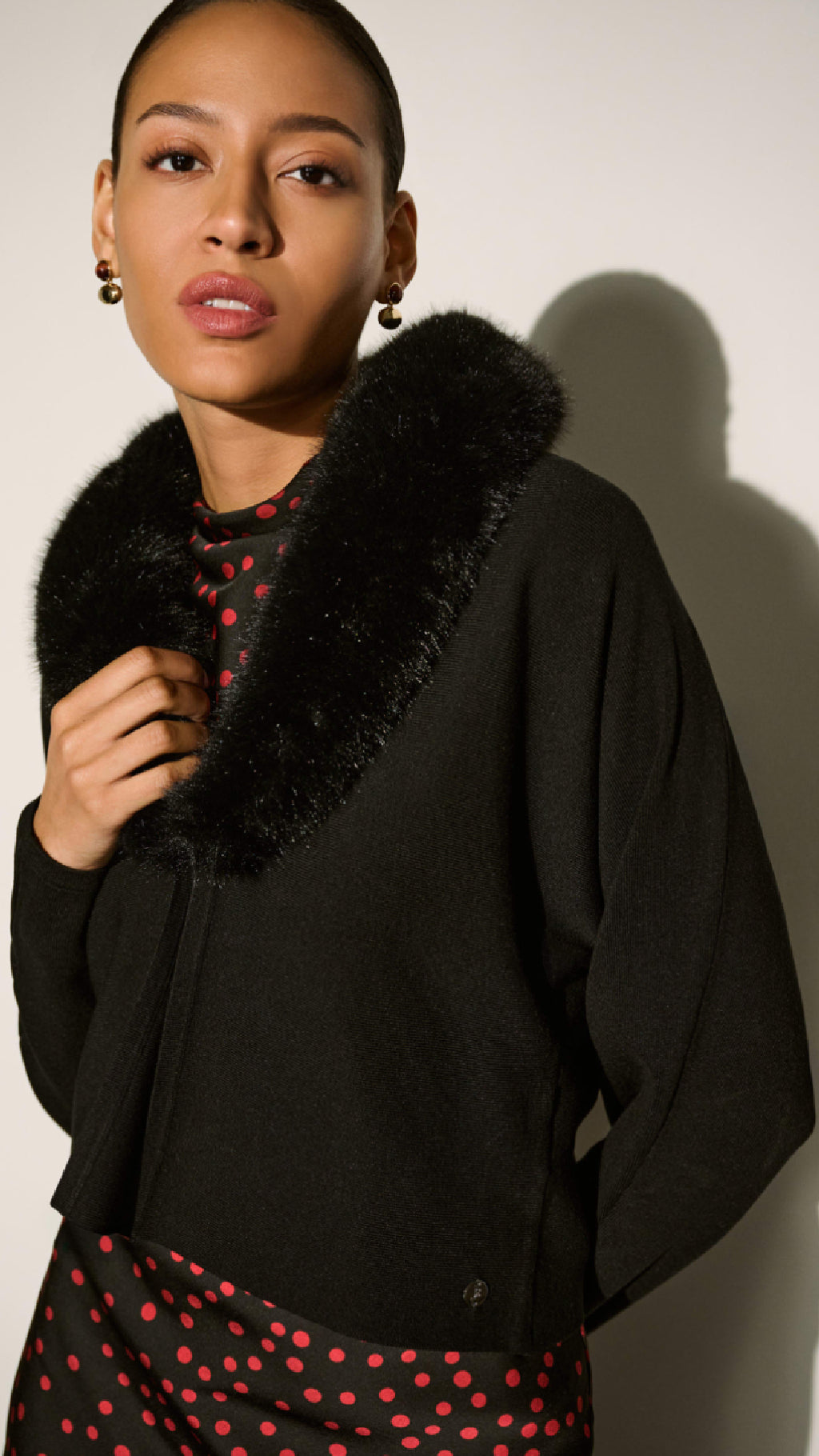 Joseph Ribkoff Removable Faux Fur Collar Cover-Up