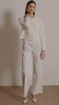 Joseph Ribkoff Sequined Sweater Knit Cardigan with Gold Buttons