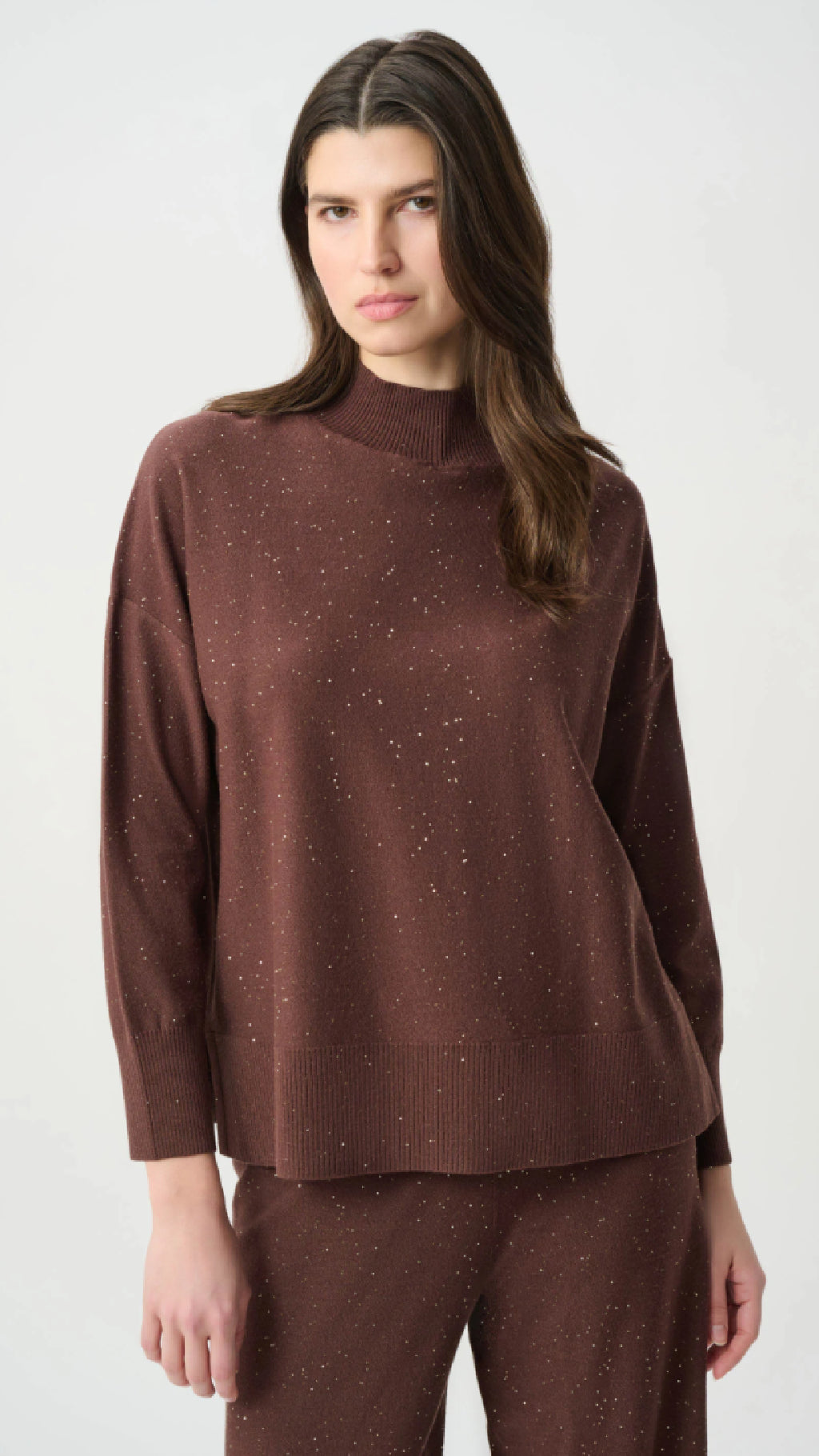 Joseph Ribkoff Sequin Mock-Neck Sweater and Drawstring Culottes