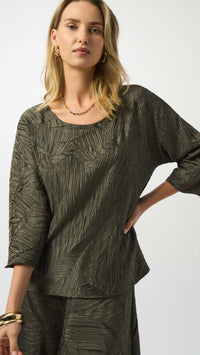 Joseph Ribkoff Pleated Satin Boxy Top