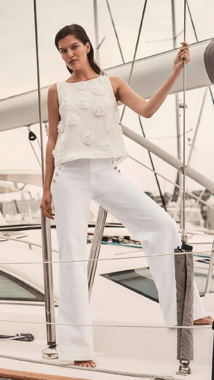 Joseph Ribkoff-Novelty SleevelessTop With 3D Floral Embroidery