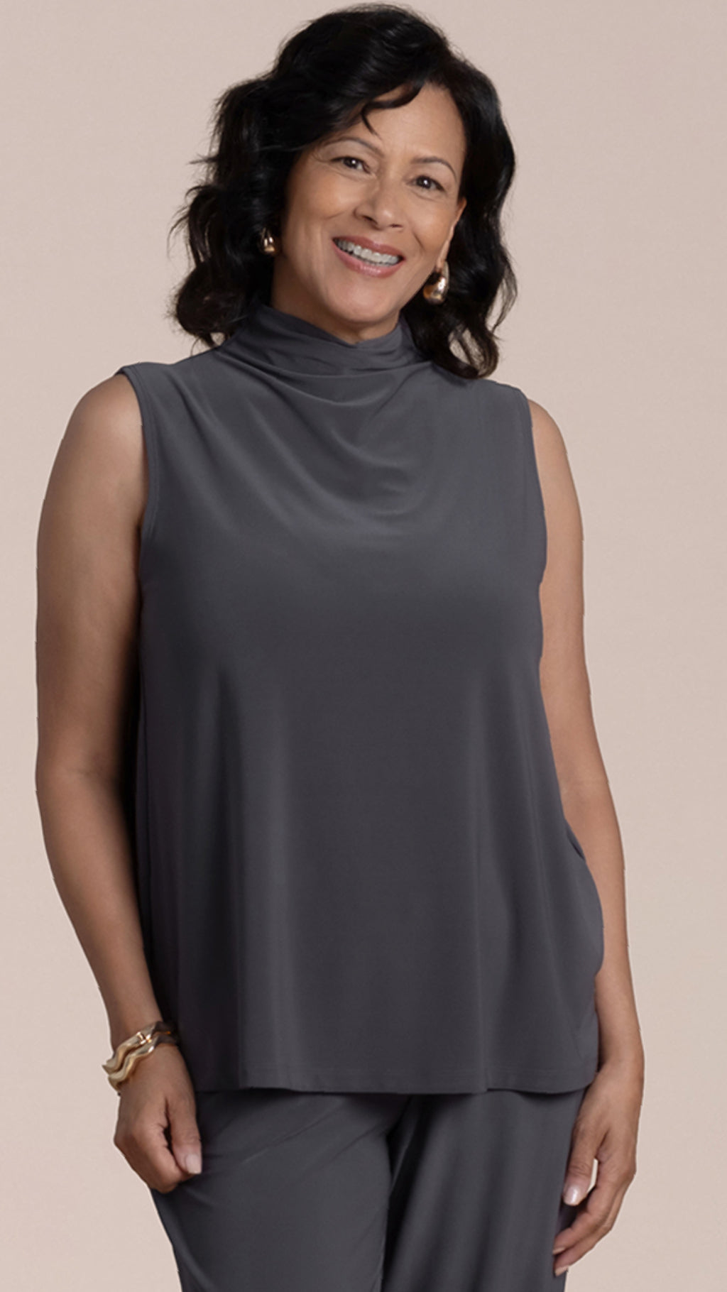 Sleeveless Eco Mock Neck Top