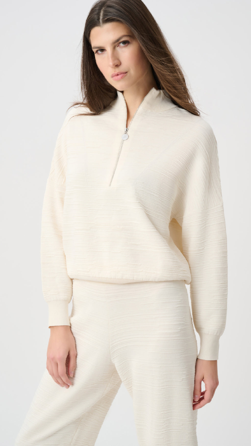 Joseph Ribkoff Sweater Knit Mock-Neck Cocoon Sweater And Pull-On Jogger Pants