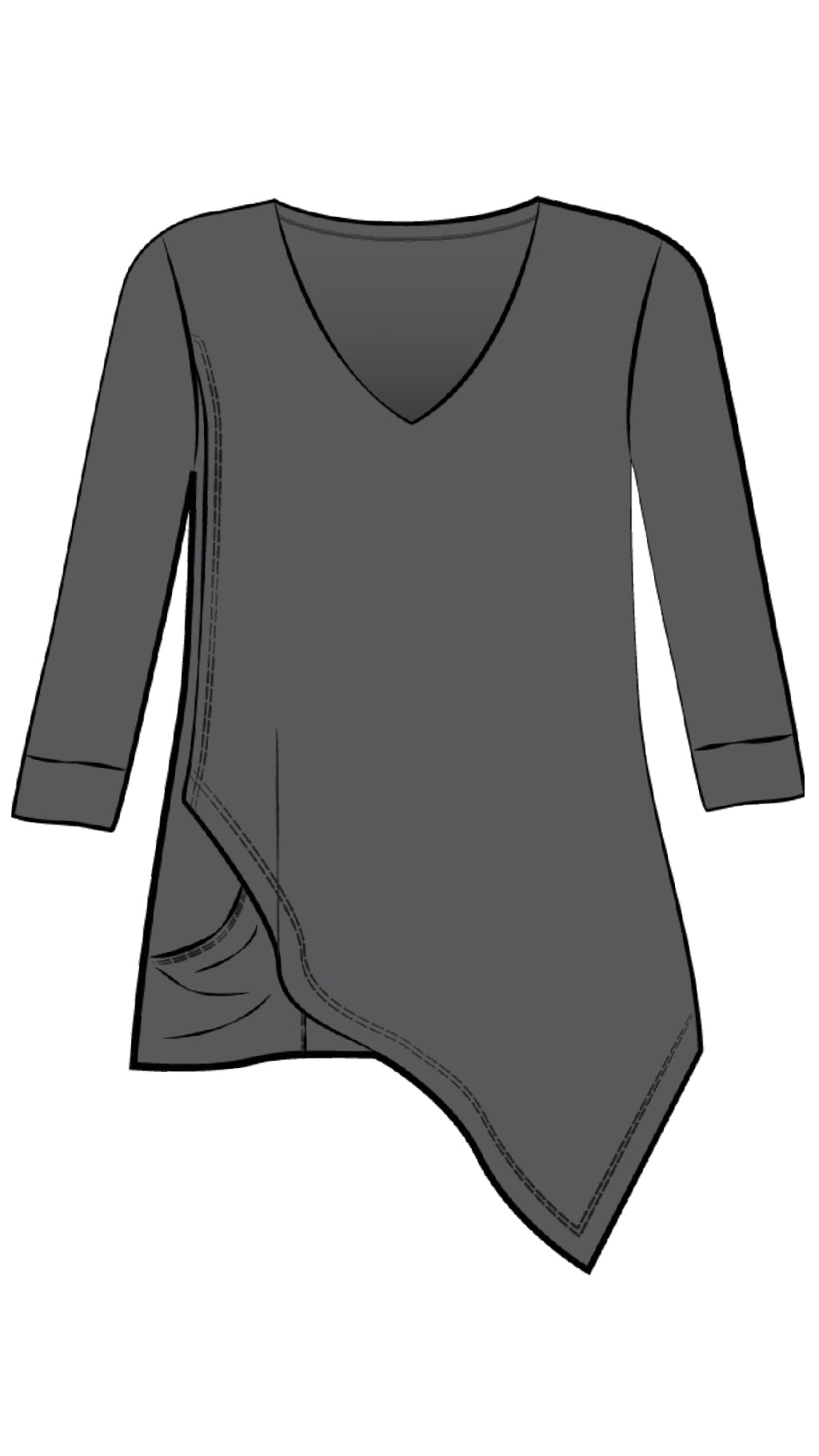 Suitable Secret Pocket Top, 3/4 Length Sleeves